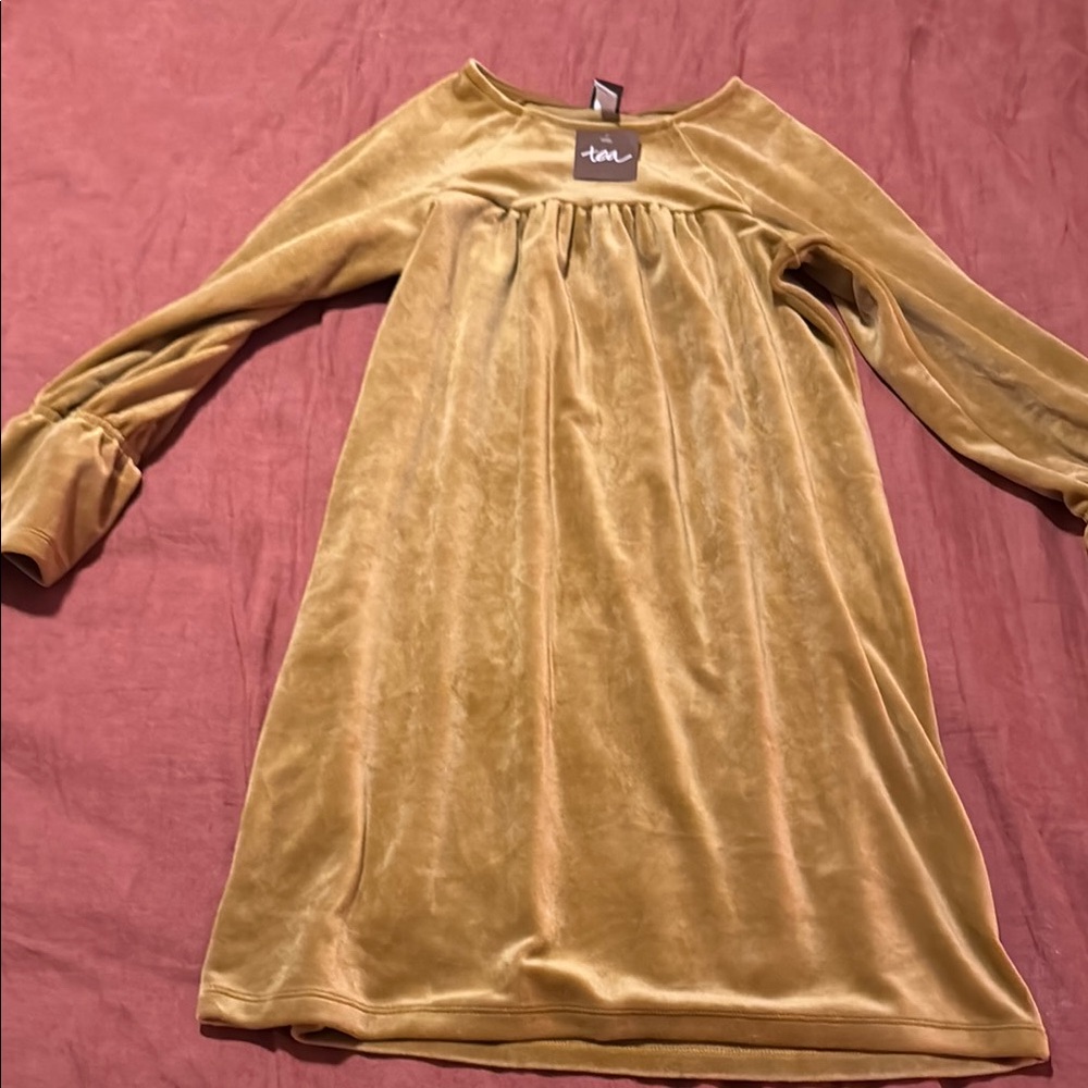 Tea Collection Gold Velvet Kids Dress
